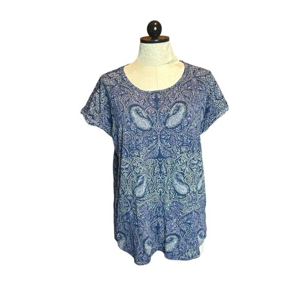 Lucky Brand Tops - Lucky Brand Blouse Top Lightweight V-Neck Blue Boho Paisley Sz L Paisley